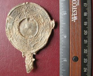 Authentic Ancient Metal Detector Find Artifact Lead Burial Mirror 7531