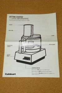 Vintage Cuisinart Basic Food Processor Instruction Book EXTRAS DLC 7 8
