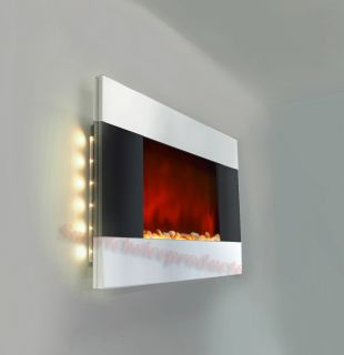 36 Wall Mounted Electric Fireplace Heater Backlight with Pebbles s