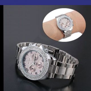  Steel Mens Crystal Rhinestone Decorated Fashion Wrist Watch Hot