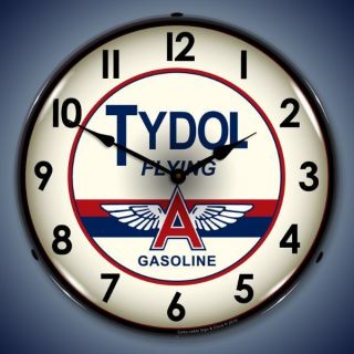  style Tydol Flying A Gasoline lighted clock more gas clocks available