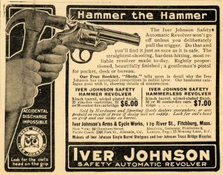 1907 Ad Fitchburg Iver Johnsons Arms Cycle Works Revolver Gun