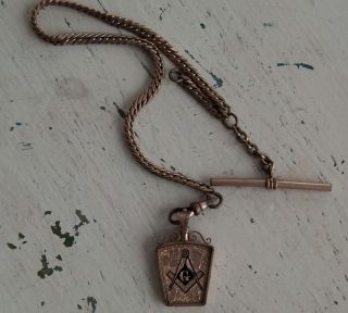  Plate Tone Masonic Freemason Pocket Watch Chain Pendant Fob