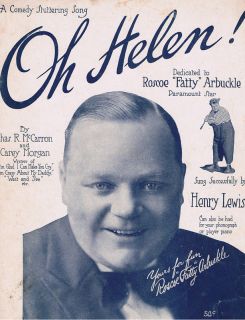 1918 Silent Screen Comedian Roscoe Fatty Arbuckle Oh Helen