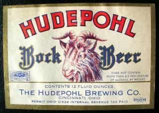 vintage hudepohl bock beer label cincinnati ohio