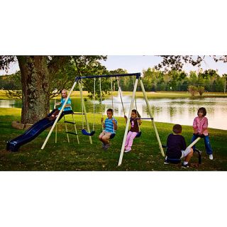 flexible flyer triple fun metal swing set 3 super kid comfort swings