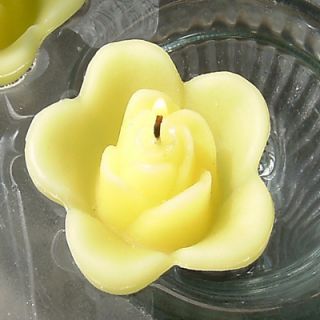 12 Light Yellow Floating Rose Wedding Candles Table Centerpiece