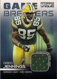 Green Bay Packers Worn Jersey Card Greg Jennings 108 199 Made