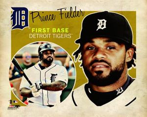 Prince Fielder RETRO SUPERCARD Vintage Style Detroit Tigers Poster