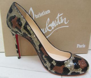 Christian Louboutin Fifi 100 Paillettes Leopard Sequins Pumps Shoes 38