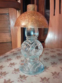 glass colored speckled plastic hurricane lamp 6 inch vintage perfume