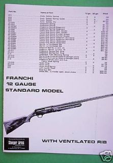 Franchi 12 Gauge Standard Model Shotgun Parts List