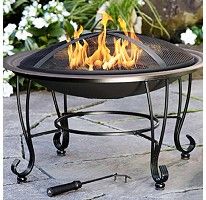 New Stainless Steel Fire Bowl 30 Round Firepit Pit Stand Mesh Cover