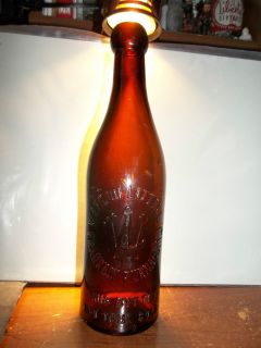 1880s Watson Littell Franklin Furnace NJ Antique Amber Blob Top Soda