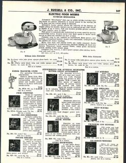 1942 Ad Sunbeam Mixmaster Electric Food Mixers Attachments