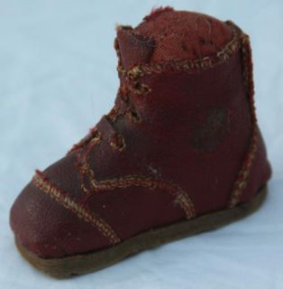 Antique Victorian RED LEATHER BOOT Made in France PIN CUSHION