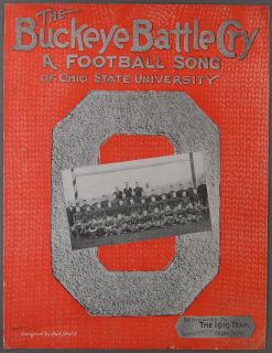 1919 THE BUCKEYE BATTLE CRY Football Sheet Music OHIO STATE UNIVERSITY