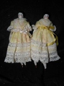 pair antique german china head dolls 8 tall
