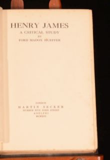 1913 Henry James A Critical Study Ford Maddox Hueffer