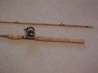 OLD ANTIQUE BAMBOO CASTING FISHING ROD WITH LANGLEY REEL 310 KC THAT