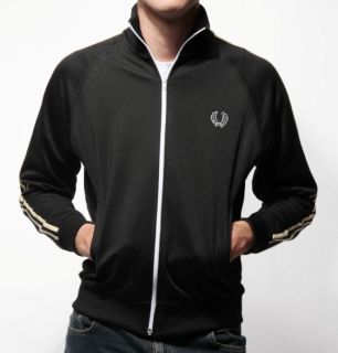 Fred Perry Mens Track Jacket Black / Champagne Size M