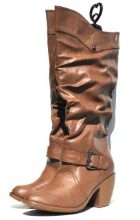 Forever 21 Sexy Womens Faux Leather Light Brown Knee High Boots Retail
