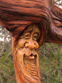  Hobbit Head Carving Spirit Forest Face Sculpture Log Home Cabin