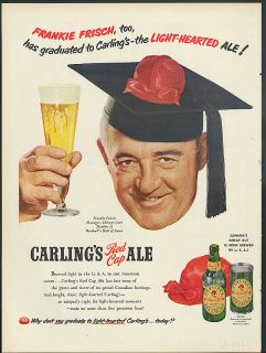 Chicago Cubs Manager Frankie Frisch for Carling Red Cap Ale Ad 1951