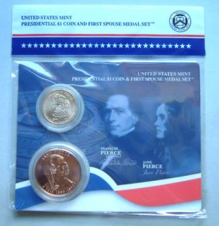 2010 Franklin Pierce $1 Coin 1st Spouse Medal Set