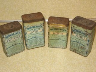 Heberlings Spice Tin lot set of 4 tins vintage Heberling Medicine