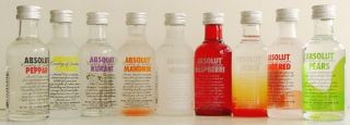 MINIS ~ Set of 9 ABSOLUT FLAVORED VODKA   Collectibles