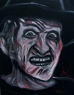Freddy Krueger horror movie art real painting (16X20) original