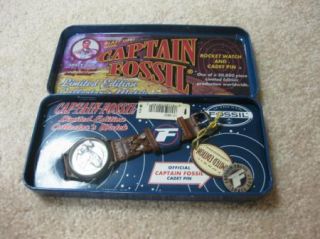 Captain Fossil Rocket Watch Pin RARE Limited Ed