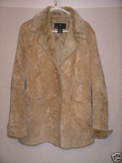 Free Country Tan Leather Fur Lined Coat Jacket L