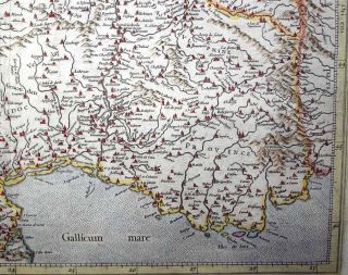 1633 (1585) Mercator Map SOUTHERN FRANCE Pyrénées to Monaco to