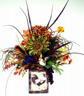 Floral Centerpiece Arrangement Tuscan Rooster French Country fall 4