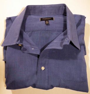 BURBERRY Mens Long Sleeve Button Down Dress Shirt SZ 16 35 BLUE MADE