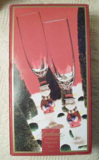  Winter Follies Snowman Crystal & Resin Flutes   Old Stock, New in Box
