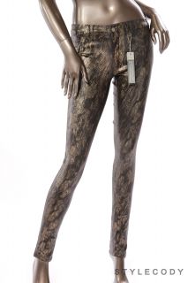 Brand New Womens Snake Lowrise Legging Super Skinny Jeans Graygold