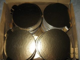 300 Mono Portion Round Gold Cake Boards w Side Tab