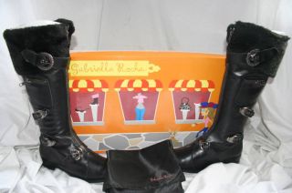 Gabriella Rocha Aria Black Leather Biker Boots Size 7 5