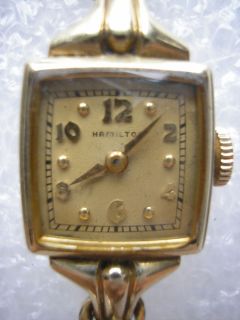 10K Gold Filled Ladies Hamilton Gail 17 Jewel Wrist Watch Runs Great