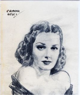 Kelly Freas Drawing Portrait of Hedy Lamarr Actress 1939 Signed 1