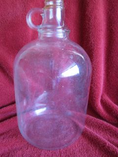 Vintage one gallon glass jug jar bottle clear finger hole no cracks or