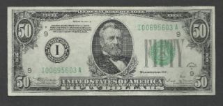 1934B $50 Minneapolis Vinson FRN RARE 377K Printed Almost