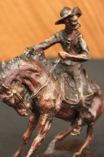 Cow Boy by Frederic Remington Solid Bronze Statue with Marble Base