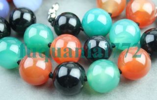 NATURAl 18 14 MM MULTICOLOR DREAM AGATE GEMSTONE BEADED NECKLACE