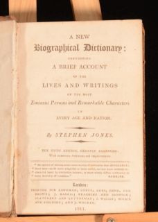 1811 A New Biographical Dictionary of The Most Eminent Persons Jones