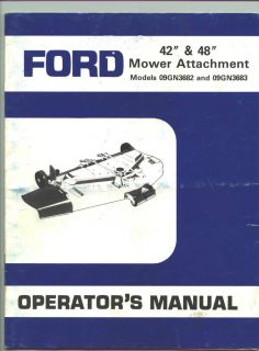 Ford Tractor 42 48 inch Mower Attachment Operators Manual