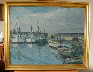  Boat Harbor by Aage Bernhard Frederiksen (Danish, 1883 1963